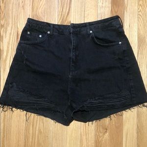 Topshop High-Waisted Distressed Moto Jean Shorts